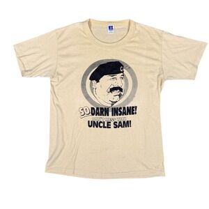 Vintage Parody Saddam Hussein T Shirt‎ So Darn Insane Uncle Sam M